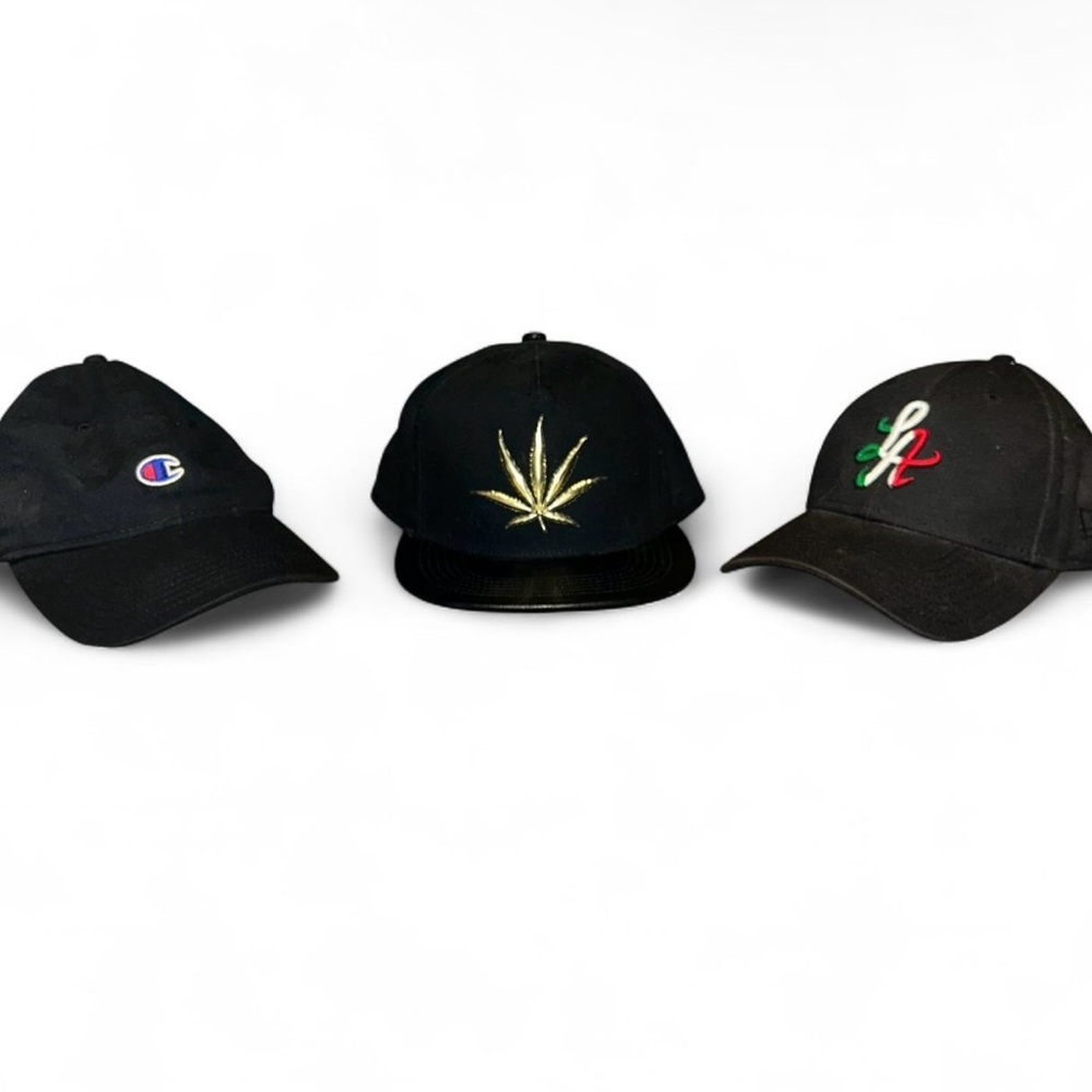 Black Caps with Embroidered Designs